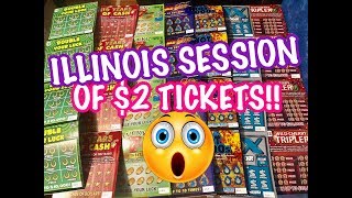 ILLINOIS 2 TICKETS 56 SESSION llinois Lottery Scratch Offs [upl. by Silvers877]