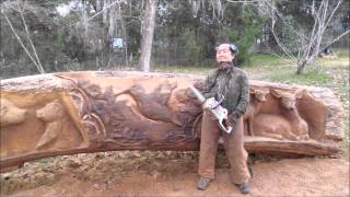 Aya Blaine Chainsaw carving Artist the James Log Project [upl. by Uball870]