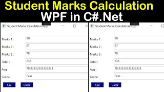 Student Marks Calculation WPF in CNET [upl. by Llirret596]