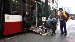 Accessibility Boarding and exiting the lowfloor streetcar [upl. by Alehc359]