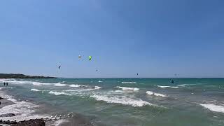 Mastichari on a windy day  kitesurfers [upl. by Fairleigh]