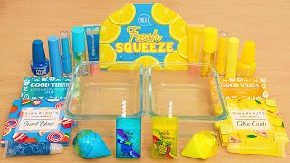 Blue Raspberry vs Lemon Yellow  Mixing Makeup Eyeshadow Into Slime ASMR [upl. by Aivataj]