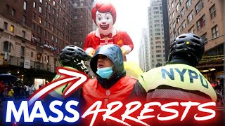 MASS ARRESTS Protesters DISRUPT Macys Thanksgiving Day Parade [upl. by Solita]