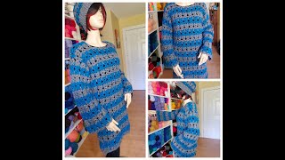 crochet beautiful winter dress or sweater crochet 😀🧶🥰crochetpatterns crochetknitting [upl. by Yelnoc]