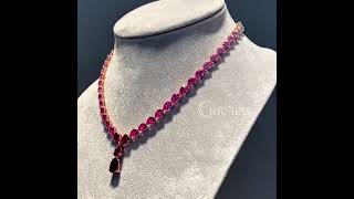 Gradient Fuchsia Pear Cut Gemstone Necklace [upl. by Liederman]