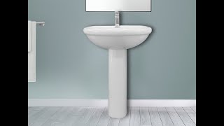 Coral White Wall Mounted Basin amp Floor Pedestal Set  812 x 465 x 570mm [upl. by Isherwood]