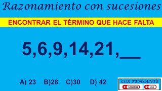 1 RAZONAMIENTO CON SUCESIONES ENCONTRAR EL TÉRMINO QUE HACE FALTA 5691421 [upl. by Akilaz]