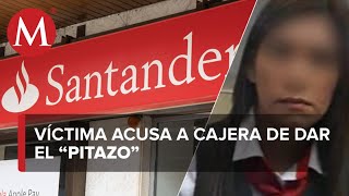 Acusan a cajera de Santander de ser cómplice de robo a cliente banco lo niega [upl. by Tavis218]