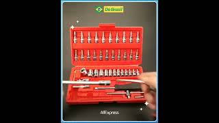 46Pcs Screwdriver Drive Socket amp Bit Set Combination with Reversible Ratchet Wrench [upl. by Anet275]