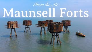 Maunsell Sea Forts  Red Sands From the Air Thames England  Remains 4K Drone [upl. by Ebag165]