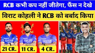 IPL 2025 RCB RETAIN LIST  RCB RETAIN amp RELEASE  RCB MEGA AUCTION RTM CARD  VIRAT RAJAT YESH [upl. by Adekam695]