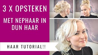 3X OPSTEKEN MET HAARSTUKJE rommelige nep knot met elastiek IN DUN HAAR  Dazzling Beauty [upl. by Yelats]