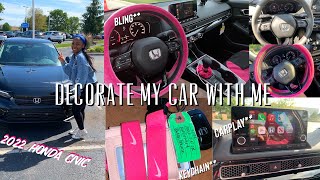 DECORATE MY NEW CAR WITH ME CAR TOUR 💕 2022 Honda Civic Sedan [upl. by Kcirneh]