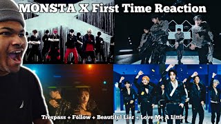 REACTING TO MORE MONSTA X Trespass  Follow  Beautiful Liar  Love Me A Little [upl. by Ruthy]