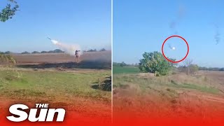 Ukrainian soldier shoots Russian cruise missile out of the sky with MANPAD [upl. by Hourihan331]