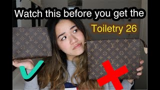 LOUIS VUITTON Toiletry Pouch 19 vs 26 Comparison  Problems  What fits amp Insert Organiser review [upl. by Zemaj]