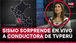 La calmada reacción de conductora de TVPerú Noticias durante el fuerte en sismo en Lima [upl. by Chamberlain]