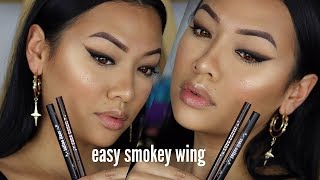 WATCH IN HD HOW TO  EASY SMOKEY WINGED LINER using the new KVD Cake Pencil  JACKSSANCHEZTV [upl. by Thalia]