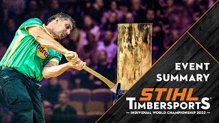 Highlights from the STIHL TIMBERSPORTS® Individual World Championship 2022 [upl. by Ardnuahsal]