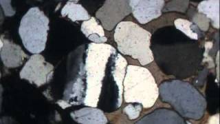 Calcite cement in aeolian sandstone XPL [upl. by Ramaj]