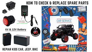 How To Check amp Replace Spare Parts Of Battery Ride ON  Repairing of kids car jeep  JNCreations [upl. by Red]