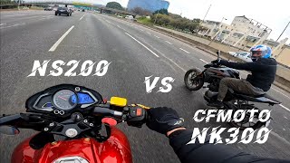 CFMoto NK300 vs NS200 Bajaj NS200 Pulsar NS200 POV 4K Gopro Hero 10 Black [upl. by Stimson]