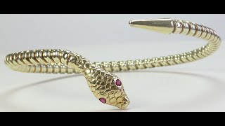 Antique 1920s Ruby Snake Bracelet 13KY Gold 8quot ID 114 Grams Art Deco wwwantiquejewelrycocom [upl. by Noiramaj458]