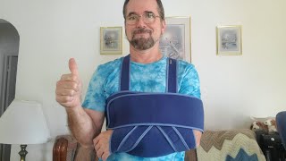 Review and demo of the Velpeau Arm Sling Shoulder Immobilizer [upl. by Htabazile878]