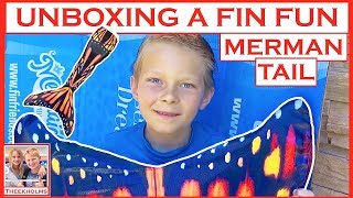 UNBOXING and REVIEW of a new FIN FUN MERMAN TAIL  Mermaids swimming in the pool underwater [upl. by Ala]