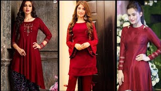 40 Beautiful Maroon Colour Dressess Collection Maroon Punjabi Suit Design [upl. by Zimmermann]