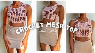 How to crochet a mesh topvest  crochet pattern amp tutorial [upl. by Ynnek]