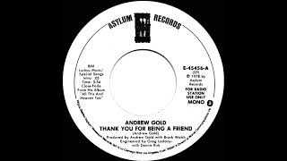 1978 Andrew Gold  Thank You For Being A Friend mono radio promo 45short version [upl. by Ettenyar942]