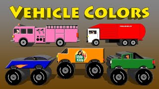 Vehicle Colors  Monster Truck Van Motorcycle Fire Engine Garbage Truck [upl. by Neile]