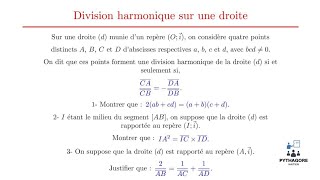 Niveau  2de Géométrie analytique  Division harmonique sur une droite [upl. by Inaliak]