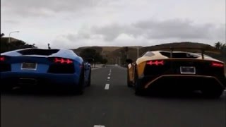 Lamborghini Aventador LP 7004 vs Aventador SV LP7504  Drag Race [upl. by Imugem949]