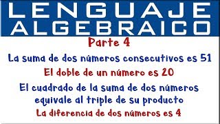 Lenguaje algebraico  Parte 4 [upl. by Aerdnat]