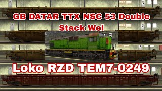 SHARE ADDONS Loko RZD TEM70249gb TTX NSC 53 Double Stack Wel  Trainz Simulator Android RTrans [upl. by Saltsman585]