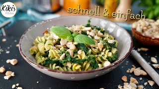 10 Minuten Rezept Nudeln mit Spinatsahnesoße  Spinatnudeln [upl. by Belford]