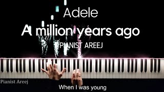 موسيقى عزف بيانو وتعليم  A Million Years Ago Adele  Piano cover amp tutorial [upl. by Gombosi]