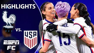 France vs USA Full Highlights USWNT wins with goals from Megan Rapinoe amp Alex Morgan  ESPN FC [upl. by Ahsuatal]