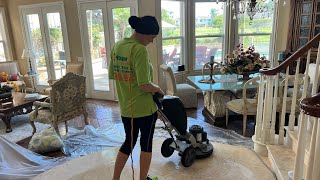 Travertine and Marble Floor Polishing in Huntington Beach [upl. by Ialohcin]