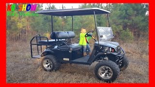 4 Year Old Kid Driving A GasPowered Lifted Golf Cart Fun For The Kids [upl. by Christi]