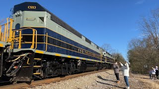 The CSX Santa Train returns CSXT 1 leads The CSX Santa Train in Kingsport TN 111922 [upl. by Nobel]