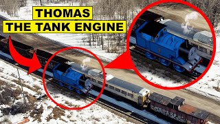 DRONE CATCHES THOMAS THE TANK ENGINEEXE AT AN ABANDONED RAILROAD YOU WONT BELIEVE THIS [upl. by Merna]