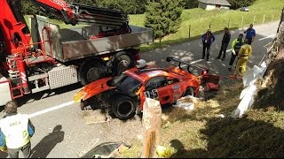 Coure de CÃ´te Chatel st DenisLes Paccots 2015 Ferrari crash [upl. by Enyleve]