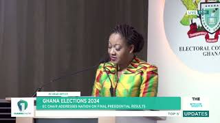 EC Chair Jean Mensa Declares John Dramani Mahama PresidentElect  Full Speech GhanaPolls2024 [upl. by Llehsram]