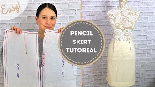 How to draft a pencil skirt  just 3 measurements with simple steps [upl. by Nycila325]