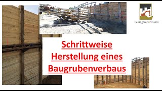 Herstellung Trägerbohlwandverbau  schrittweise Ausführung [upl. by Etiam707]