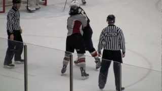 Justin Woods fights John Hayden  USHL  NHL Top Prospects game 2013 [upl. by Schonthal]