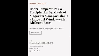 Room Temperature CoPrecipitation Synthesis of Magnetite Nanoparticles in a Large pH   RTCLTV [upl. by Hesler]